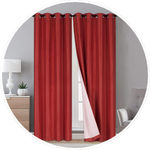 red colour silk curtain