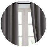 grey colour balckout curtain for white window
