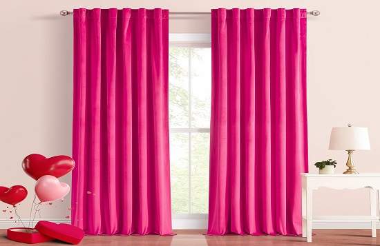 Pink-Eyelet-Curtains with white wall in dubai