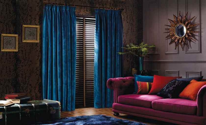 blue blackout curtains for living room
