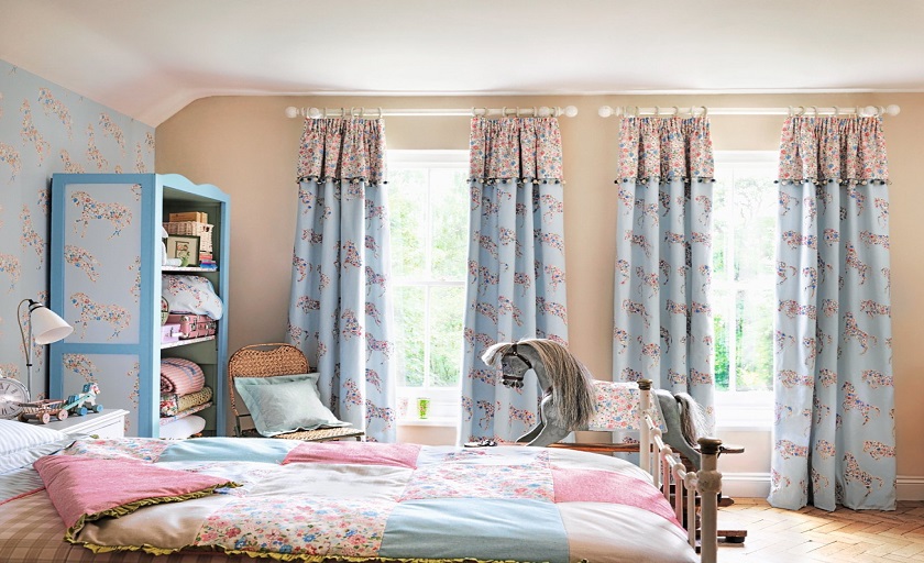 blue color kids beddroom curtains