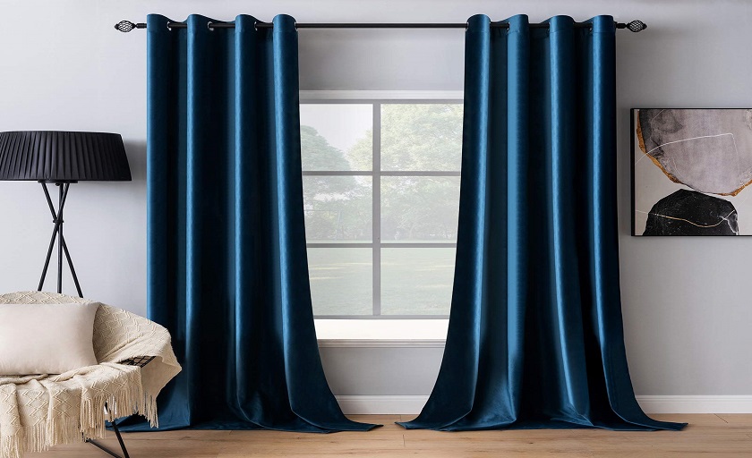 dark blue blackout curtains for living room