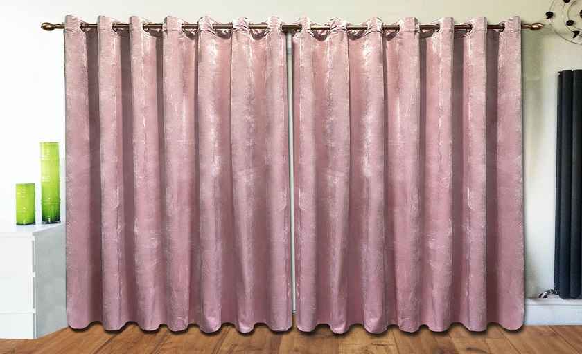 pink blackout curtains with white wall