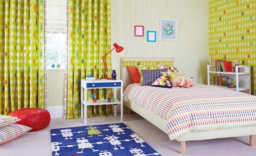 yellow kids bedroom curtains