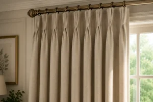 Pinch pleat curtains with structured folds