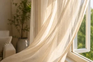 Sheer curtains diffusing soft natural light