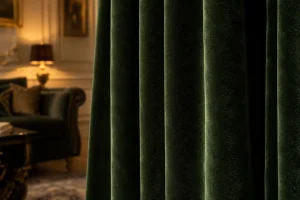 Rich velvet curtains with plush texture