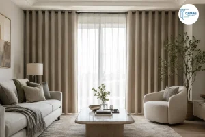 Bare window versus curtained window in a living room