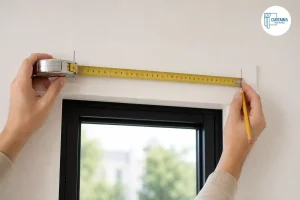 Measuring a window frame for a curtain pole