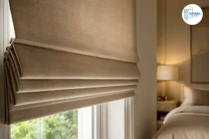 Roman blind with crisp horizontal pleats
