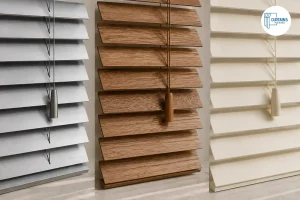 Aluminium, wood and faux wood Venetian blind materials