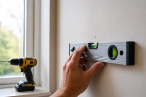 Marking and leveling wall before curtain rod installation