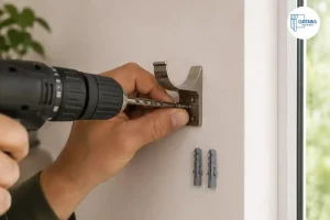 Drilling and securing a curtain pole bracket