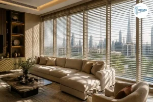 Venetian blinds controlling sunlight and glare in Dubai