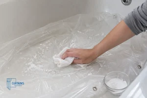 Cleaning a plastic shower curtain liner