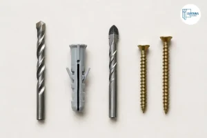 Different wall fixings for curtain pole installation