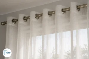Grommet header sheer curtains on a rod