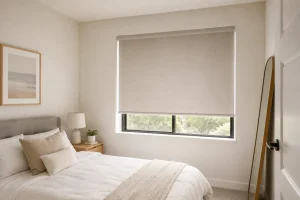 Light blinds in a small bedroom to save space