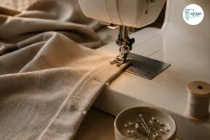 Sewing a curtain panel edge